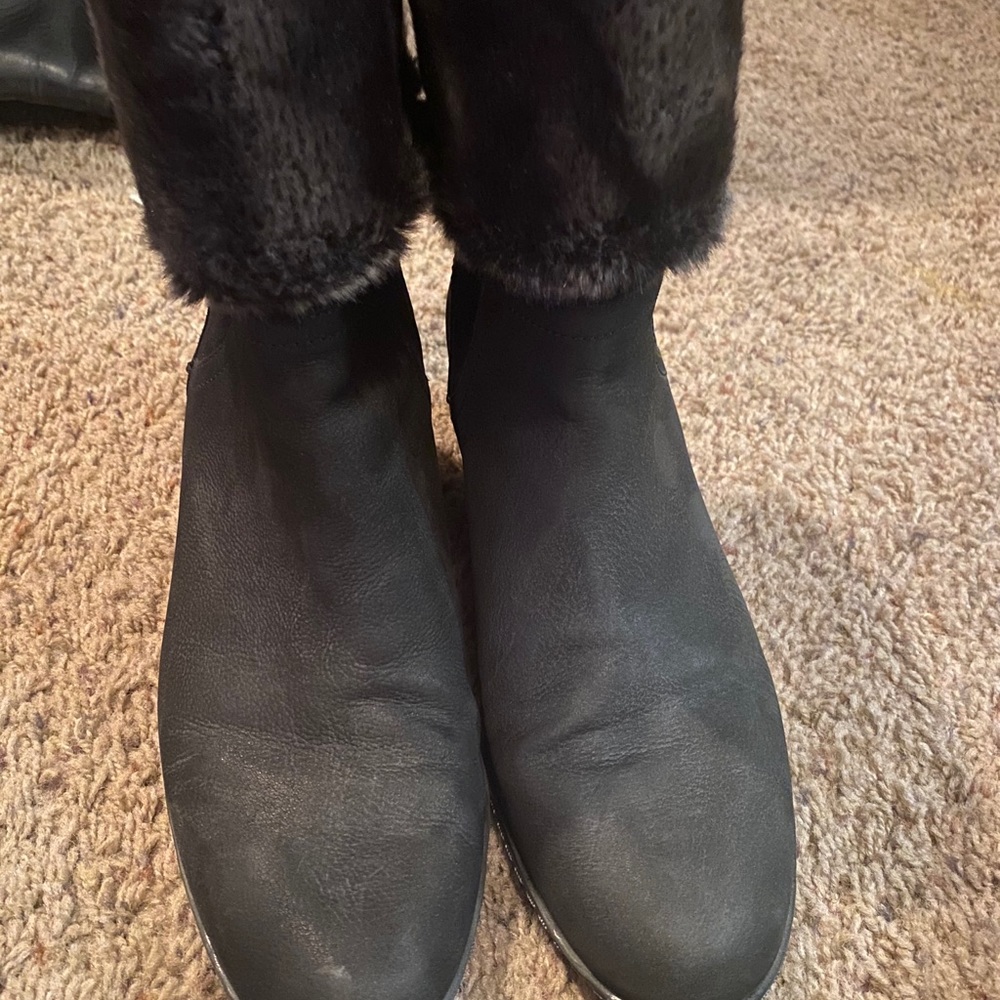 Franco Sarto Suede and Faux Fur Boots with zipper